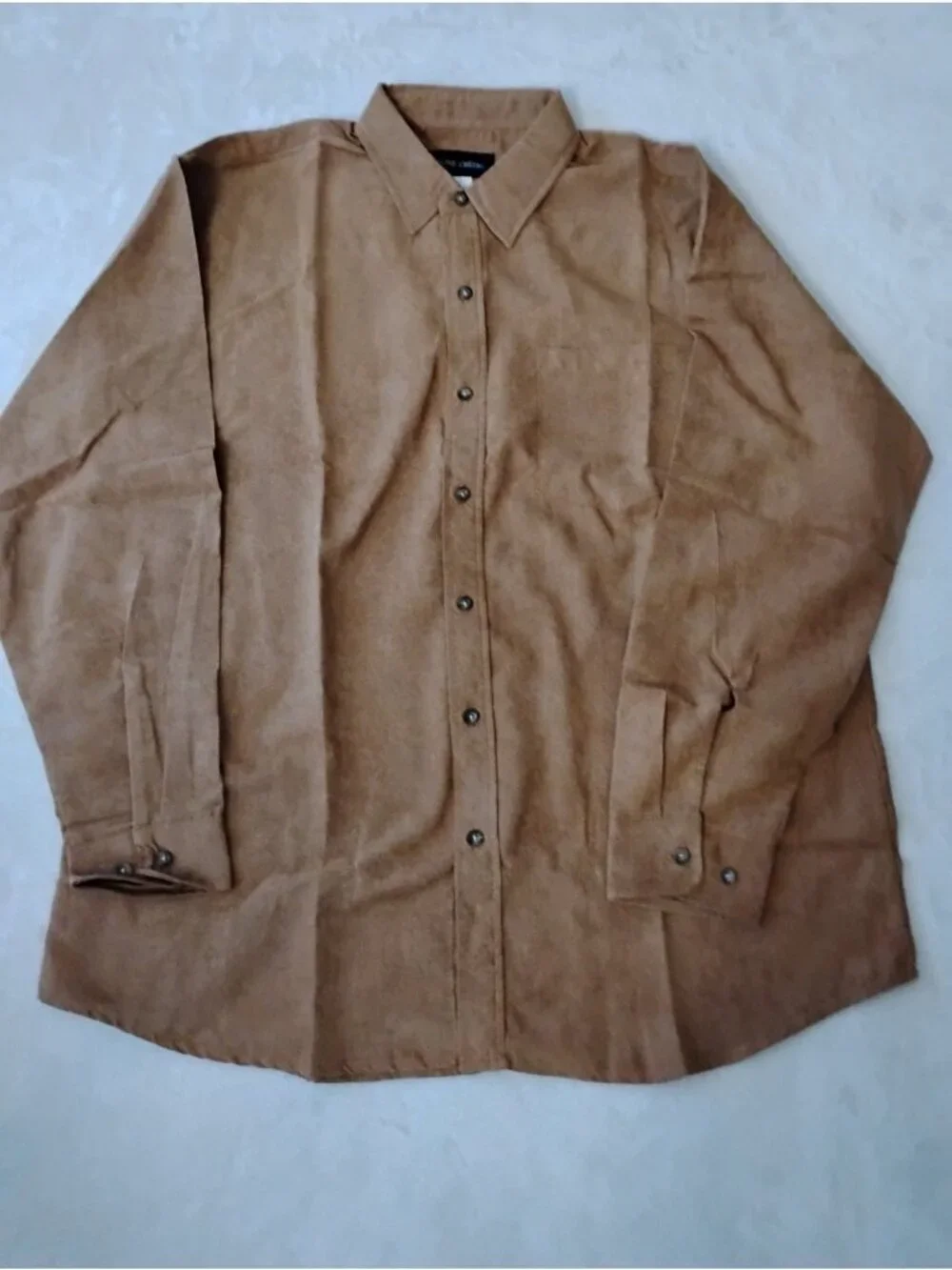 New Vintage Stone Creek Mens Button-Down Shirt Faux Suede Cowboy Size L Pocket